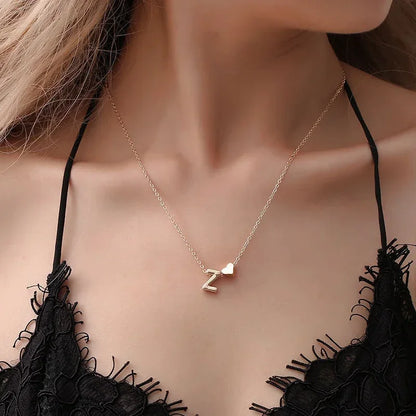 HeartSylé Necklace – Minimal Heart Charm with a Personalized Initial in a Refined Gold or Silver Finish