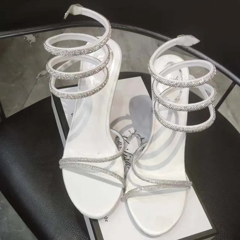 CrystalVèra Heels – Dazzling Ankle-Strap Sandals with a Sleek Open-Toe Silhouette for Evening Elegance