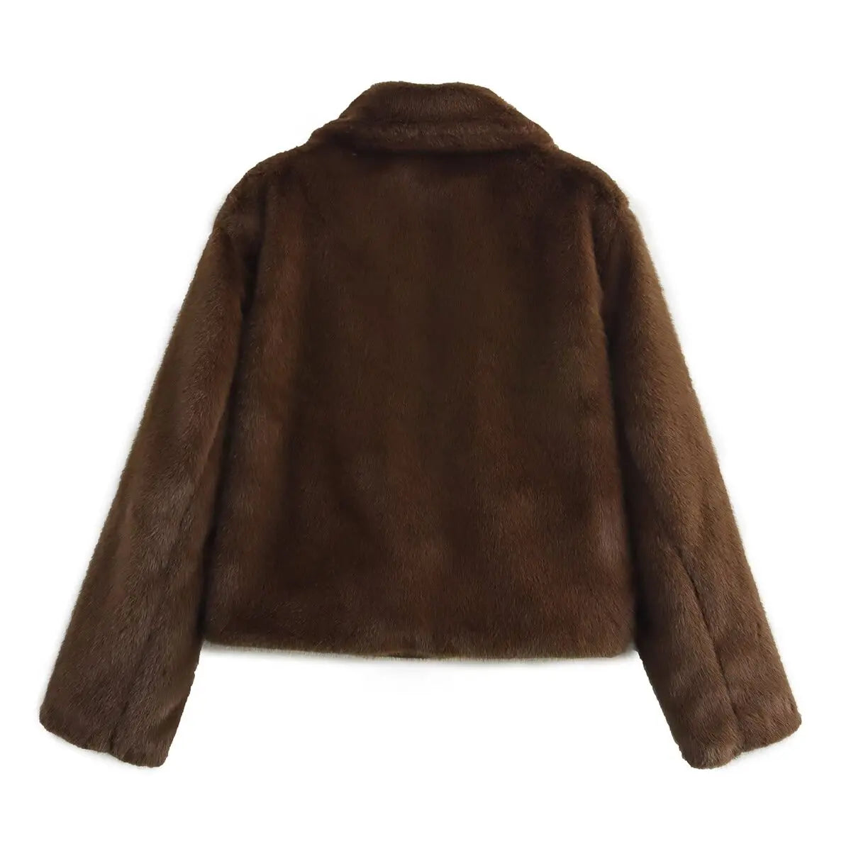 LapelÉlise Jacket – Soft Brown Long-Sleeve Outerwear with Refined Button Detailing for the Autumn-Winter Season