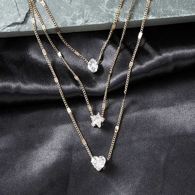LumineZir Necklace – Delicate Layered Chains with a Sophisticated Zircon Glow