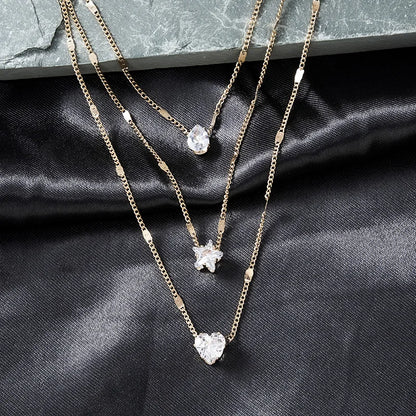 LumineZir Necklace – Delicate Layered Chains with a Sophisticated Zircon Glow