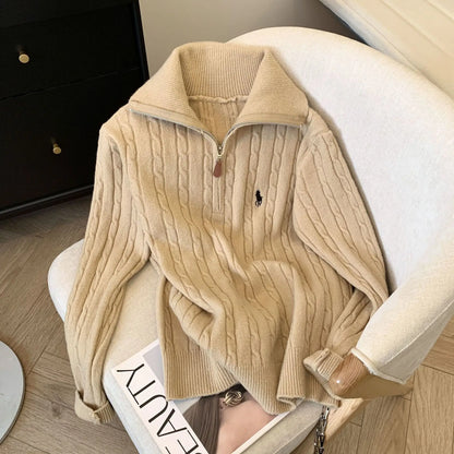 SilkContour Sweater – Lightweight Half-Zip Knit with a Refined Polo Neck and Flattering Loose Fit