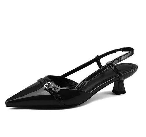 VerniÉlise Heels – Patent Leather Slingback with a Refined Pointed Silhouette and Effortless Summer Comfort