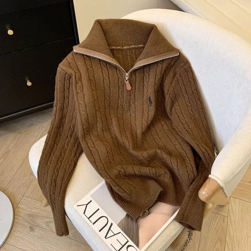 SilkContour Sweater – Lightweight Half-Zip Knit with a Refined Polo Neck and Flattering Loose Fit