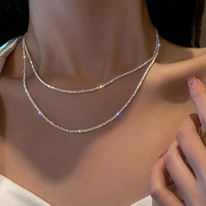 SilvaGlow Necklace – Minimal Sparkling Choker with a Refined Silver Finish