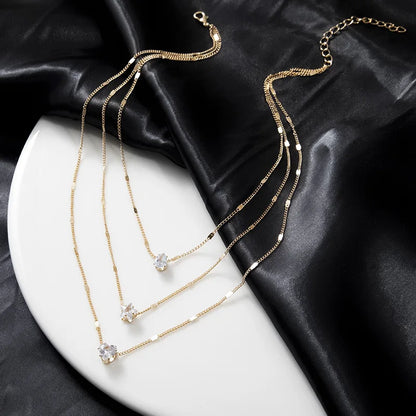 LumineZir Necklace – Delicate Layered Chains with a Sophisticated Zircon Glow