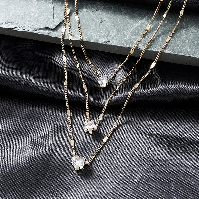 LumineZir Necklace – Delicate Layered Chains with a Sophisticated Zircon Glow