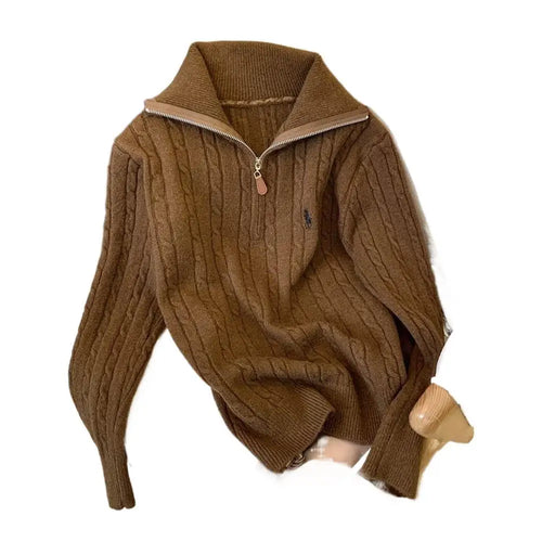 SilkContour Sweater – Lightweight Half-Zip Knit with a Refined Polo Neck and Flattering Loose Fit