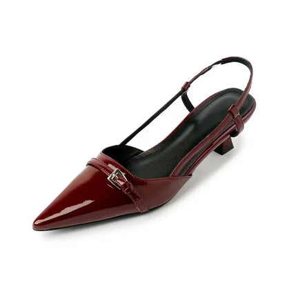 VerniÉlise Heels – Patent Leather Slingback with a Refined Pointed Silhouette and Effortless Summer Comfort