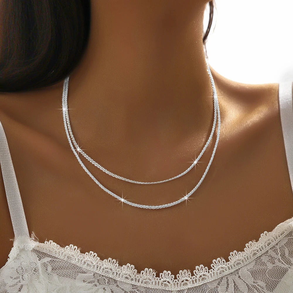 SilvaGlow Necklace – Minimal Sparkling Choker with a Refined Silver Finish