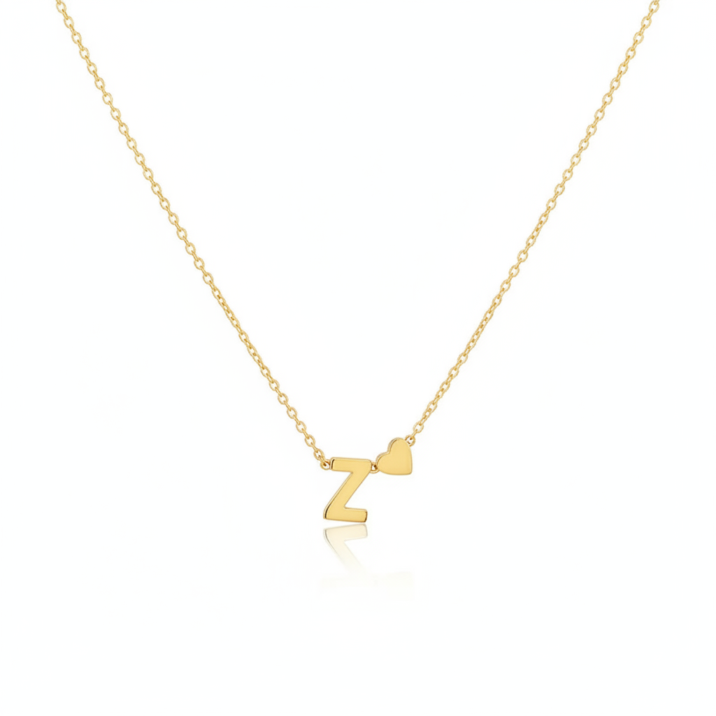 HeartSylé Necklace – Minimal Heart Charm with a Personalized Initial in a Refined Gold or Silver Finish