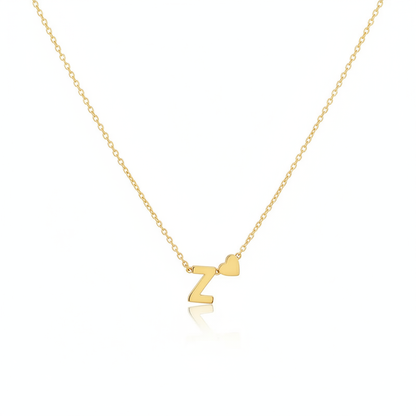 HeartSylé Necklace – Minimal Heart Charm with a Personalized Initial in a Refined Gold or Silver Finish