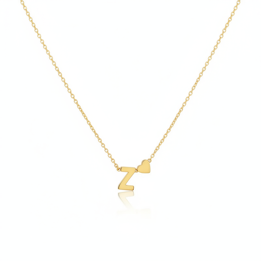 HeartSylé Necklace – Minimal Heart Charm with a Personalized Initial in a Refined Gold or Silver Finish