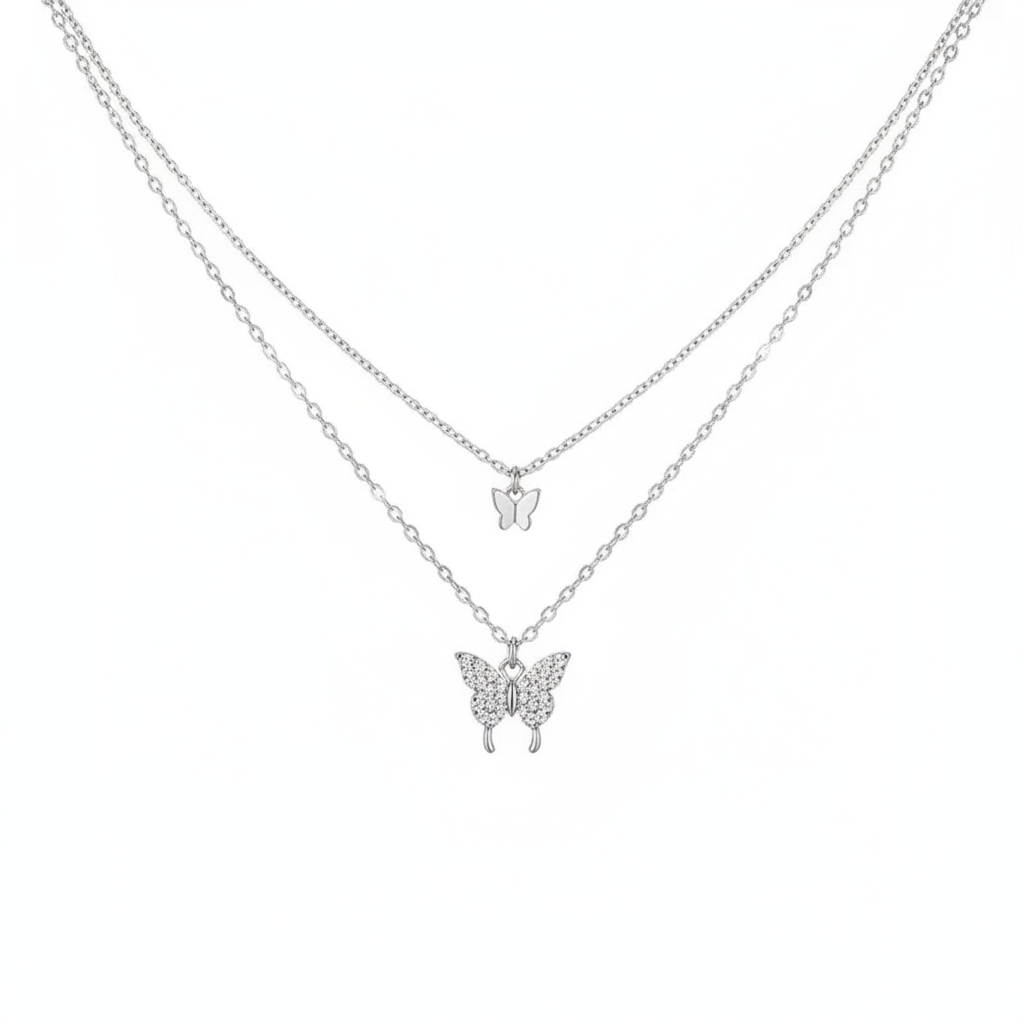 AureliaWing Necklace – Exquisite Double-Layer Butterfly Pendant with a Delicate Shimmer