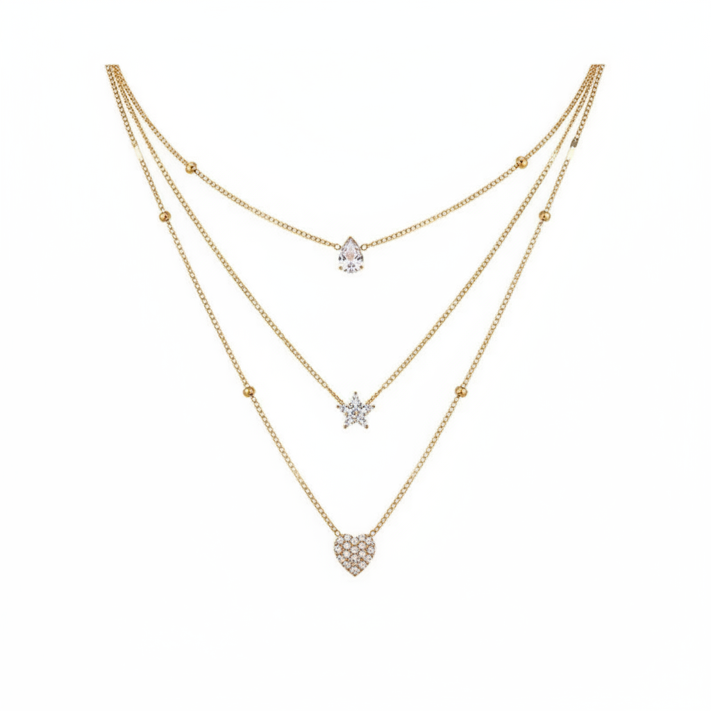 LumineZir Necklace – Delicate Layered Chains with a Sophisticated Zircon Glow