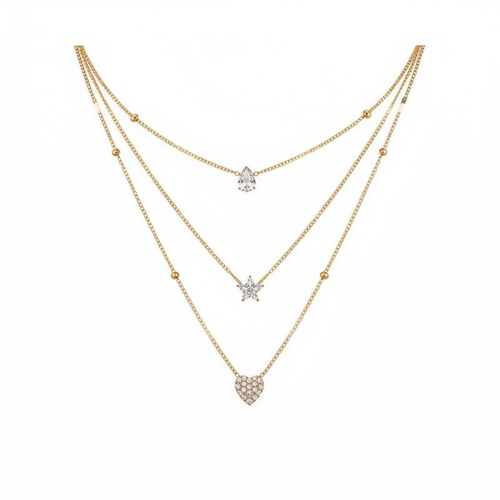 LumineZir Necklace – Delicate Layered Chains with a Sophisticated Zircon Glow